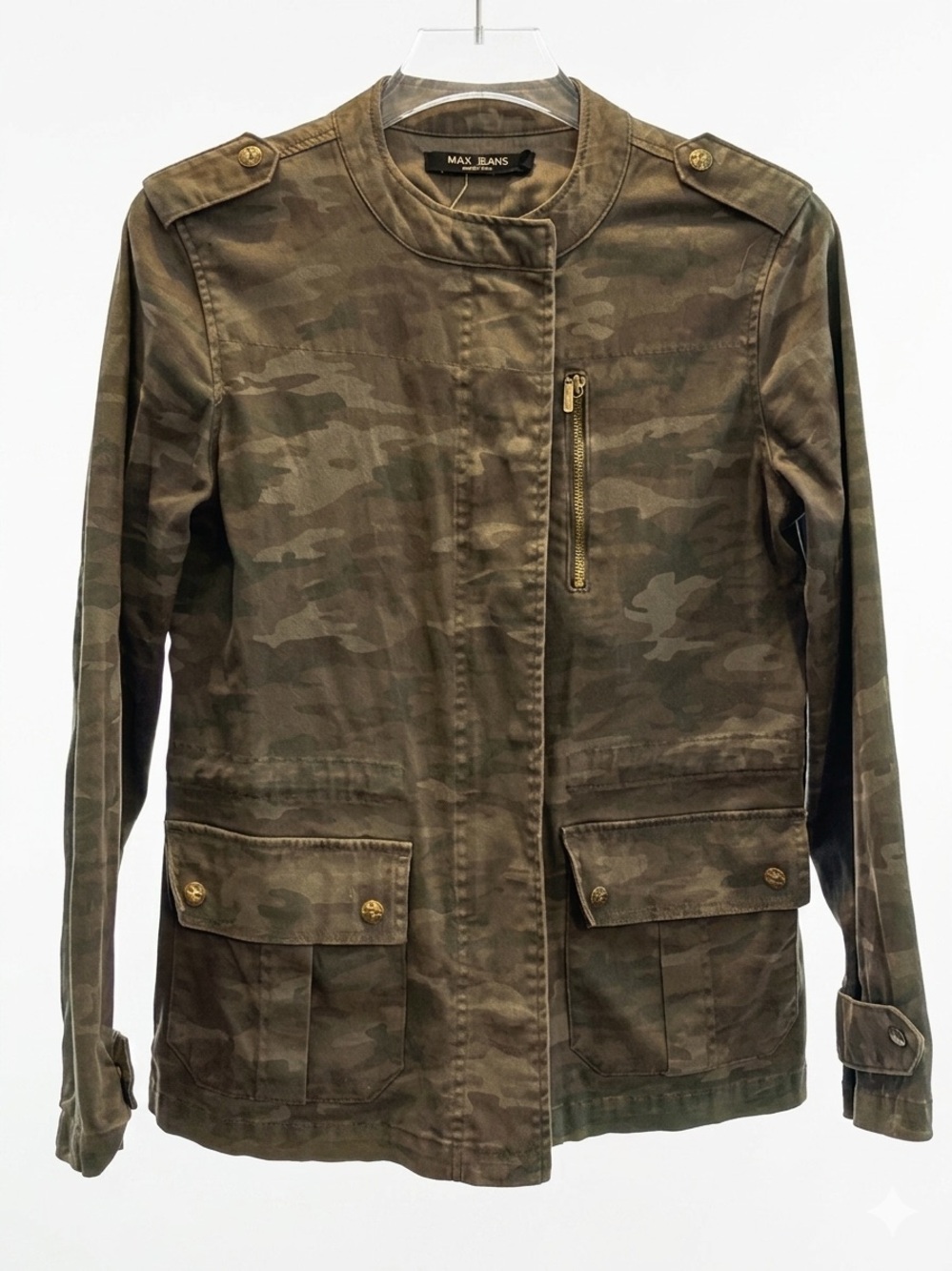 Max Jeans Camouflage Utility Jacket in Olive